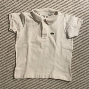 Lacoste kids white pique polo. 3t but runs very small (more like 2t)
